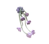 Chouchou en maille - Tulipes - Fleurs et pompons fluides - Motif floral
