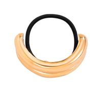Chouchou en métal - Double couche en forme d'arc - Corde à cheveux rétro en métal - Serre-tête double bombé en or et argent - Ellipse tendance - Élastique