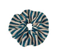 Chouchou En Tissu Chouchous en laine tricotée à rayures, grands élastiques cheveux, bandeaux for queue de cheval, accessoires d'hiver for femmes et filles(Blue stripes)