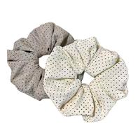 Chouchou En Tissu Tissu bouffant à pois Diam 14CM grand bandeau cravate(Off white)