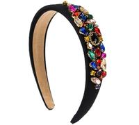 Chouchou éponge en tissu brillant incrusté de vitraux ornement de cheveux en diamant, noir