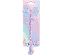 Chouchou extensible pour cheveux Stitch avec chignon bleu et tresse décorative | Accessoire pour enfant Motif pastel et paillettes Disney Classics