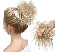 Chouchou Postiche Ondulé Pour Queue De Cheval - Faux Chignon Chouchou Donut Elastique Bouclé Srcunchie Hair Bun Extension - Blond Foncé à Blond Très Clair