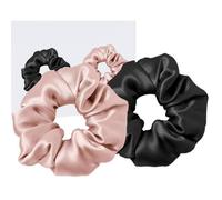 Chouchous à cheveux - Noname - Lot de 2 - Soie 100% naturelle - Noir/Rose - Doux et durable