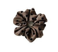 Chouchous À Pois Pour Femmes 2pcs 11cm Cute Dot Satin Scrunchies Bands For Women Girls Hair Ring Rope Ornament Hair Accessories(Dark Brown)