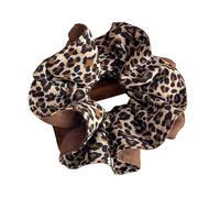 Chouchous À Pois Pour Femmes Coffee Leopard Double-Layer Hair Tie With Advanced Sense Hair Rope Flower Bud Head Rope Autumn Winter Hair Accessories