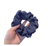 Chouchous À Pois Pour Femmes Dark Blue Dot Scrunchies Wrinkled Double-layers Large Hair Tie Women's Back Of Head Bun Hair Rope