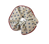Chouchous À Pois Pour Femmes Dot Plaid Scrunchies Women Girls Elastic Hair Rubber Bands Accessories Tie Hair Ring Rope Headdress Headwear Ornament(White flower)