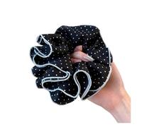 Chouchous À Pois Pour Femmes Four-layers Large Size Hair Ties Double-layer Dots Large Hair Scrunchies Band Ponytail Rope Gentle Hair Accessories(Black four layer)