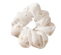 Chouchous À Pois Pour Femmes Hair Tie Solid Color Star Dotted With Hair Ring Hair Rope Elastic Hair Band Simple Bright Ponytail Accessories(Star white)