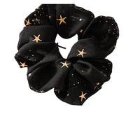 Chouchous À Pois Pour Femmes Hair Tie Solid Color Star Dotted With Hair Ring Hair Rope Elastic Hair Band Simple Bright Ponytail Accessories(Star Black)