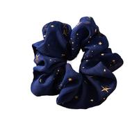 Chouchous À Pois Pour Femmes Hair Tie Solid Color Star Dotted With Hair Ring Hair Rope Elastic Hair Band Simple Bright Ponytail Accessories(Star Deep Blue)