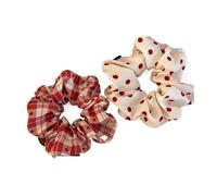 Chouchous À Pois Pour Femmes Polka Dot White Red Scrunchies Girls Hair Ties Ropes Women Low Ponytail Holder Large Elastic Hair Bands(2pcs)