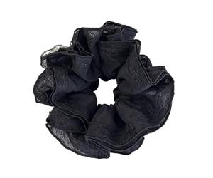 Chouchous Cheveux Élastique à cheveux orné de dentelle, style français, éthéré, inspiré des cours royales, accessoire for chignon Pour la femme(Black)