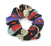 Chouchous chics pour cheveux épais et fins, élastiques à cheveux confortables, style gothique, crâne, champignon, vampire, magie, sorcière, accessoires pour dreadlocks