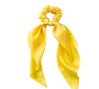 Chouchous élastiques à cheveux avec nœud en ruban satiné pour queue de cheval Jaune