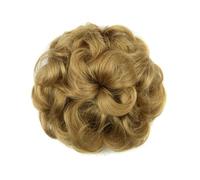 Chouchous en cheveux synthétiques bouclés, chignon élastique, donut, postiche for femmes Look élégant chic(Bee Gold)