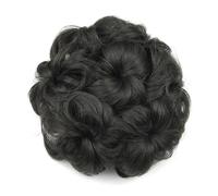 Chouchous en cheveux synthétiques bouclés, chignon élastique, donut, postiche for femmes Look élégant chic(Natural Black)