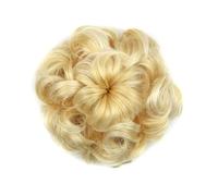 Chouchous en cheveux synthétiques bouclés, chignon élastique, donut, postiche for femmes Ponytail Extension(Light blonde)