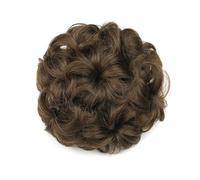 Chouchous en cheveux synthétiques bouclés, chignon élastique, donut, postiche for femmes Ponytail Extension(Dark brown)