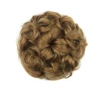 Chouchous en cheveux synthétiques bouclés, chignon élastique, donut, postiche for femmes Ponytail Extension(Dark blonde)