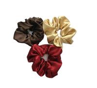 Chouchous en tissu Lot de 3 chouchous en soie for cheveux, largeur 6 cm, grands élastiques for queue de cheval, élastiques de luxe for femmes, gris(Color-01)