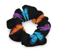 Chouchous fins en forme de papillon monarque noir et bleu pour femmes, élastiques à cheveux sans pli, style cordon de téléphone, parfaits pour des coiffures originales et amusantes, accessoires pour d