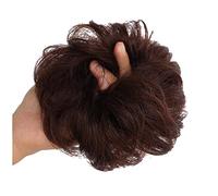 Chouchous humains ondulés désordonnés - Extensions de chignon de mariage - Élastique - Chouchou pour queue de cheval - Marron foncé