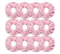 Chouchous Lot de 12 chouchous en velours for femmes et filles, élastiques à cheveux, blancs, noirs, bleus, verts, violets, rouges roses(Pink)