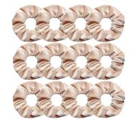 Chouchous Lot de 12 chouchous en velours for femmes et filles, élastiques à cheveux, blancs, noirs, bleus, verts, violets, rouges roses(Beige)