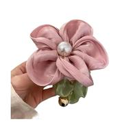 Chouchous Lot de 4 chouchous élégants en organza avec perles et fleurs, accessoires for cheveux, couvre-chefs queue cheval(Pink)