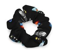 Chouchous mignons pour femmes, motif espace, système solaire, galaxie, fusée, planète, astronaute, alphabet anglais, élastiques à cheveux, accessoires pour queue de cheval en satin doux