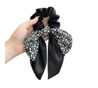 Chouchous pour Cheveux 5 Pièces Bandeau Écharpe Cheveux Corde Cravates Vintage Ruban Floral Élastique Bandes De Arc Chapeau for Femme Filles Accessoires(Black)