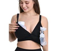 ChouChouter Soutien-gorge de pompage mains libres 4 en 1, soutien-gorge d'allaitement confortable sans fil et soutien-gorge de maternité pour la grossesse et l'allaitement, noir, Taille L