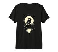 Chouette à la Pleine Lune Motif forêt Ciel étoilé Nuit T-Shirt Haut de Gamme