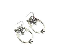 Chouette ajouré Drop boucles d'oreilles-boucles d'oreilles Animal minimaliste avec Design en filigrane argent Antique, Vintage inspiré oiseau Dangle boucles d'oreilles pour les femmes