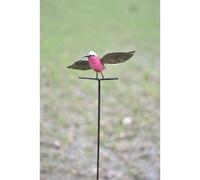 CHOUETTE AND CO-Colibri en métal recyclé peint rose sur tuteur Chouette & Co