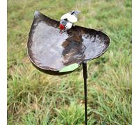 CHOUETTE AND CO-Tuteur métal mangeoire cœur 1 oiseau peint main