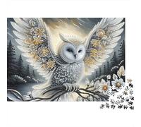 Chouette Blanche Foret Puzzle 1000 Pièces Puzzle pour Adultes Detente Concentration Cadeau Decoration Maison 70x50cm/1000pcs