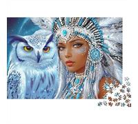 Chouette Blanche Puzzle 1000 Pièces Puzzle pour Adultes Papier Coiffe à Plumes Jeu de Puzzle 1000 Pièces Détente Décoration Cadeau 38x26cm/1000pcs