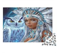 Chouette Blanche Style Indien Puzzle 1000 Pièces Puzzle pour Adultes Papier Détente Décoration Cadeau 52x38cm/1000pcs