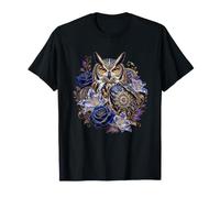 Chouette céleste bohème avec Roses Bleues et lys T-Shirt