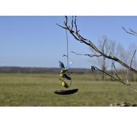 CHOUETTE & CO-Suspension mangeoire ronde décor mésanges en métal recyclé Chouette & Co - 40 cm