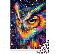 Chouette Colorée Puzzle 1000 Pièces Papier pour Adultes Ciel Étoilé Jeu de Puzzle Détente Concentration Famille Décor 52x38cm/1000pcs