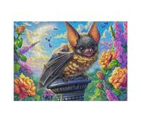 Chouette dans la Forêt Fleurie 300 Pièces Puzzle Adolescent en Carton Anti-Déchirure Difficulté Moyenne Activité Éducative Passe-Temps Petit Prix Pas Cher Premium 300 PCS