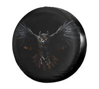Chouette dans La Nuit Couverture De Roue De Secours Résistant À La Saleté Housse Pneu De Rechange Anti Poussière Neige Housse Roue De Secours Universelle pour Voiture Auto Remorque Trailerrv 15inch