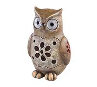 Chouette décorative 16 cm avec yeux lumineux à LED et module solaire [Lunartec]