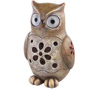 Chouette décorative solaire 16 cm - LUNARTEC - Yeux lumineux LED - Marron