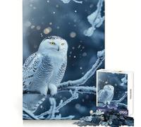 Chouette des neiges en Hiver Puzzle de 1000 pièces pour Adultes Jeu de réflexion Découpe de précision Cadeau élégant 38x26cm