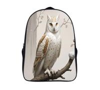chouette des neiges perchée 3d imprimé sac d'école 2 compartiment 12 ans et plus garçon fille grande capacité animal sacs à dos légers imperméable école sacs-16,pour l'école les voyages les affaires